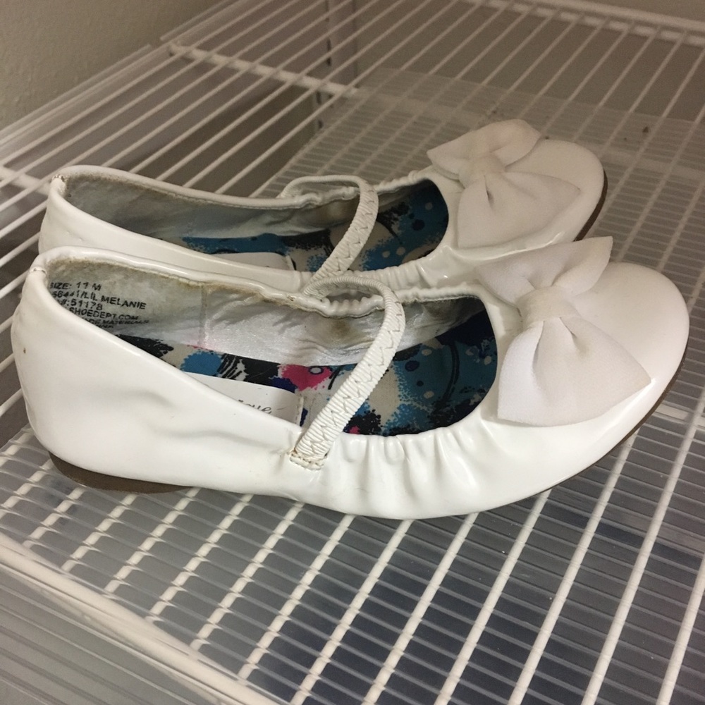 Girls white patent flats size 11